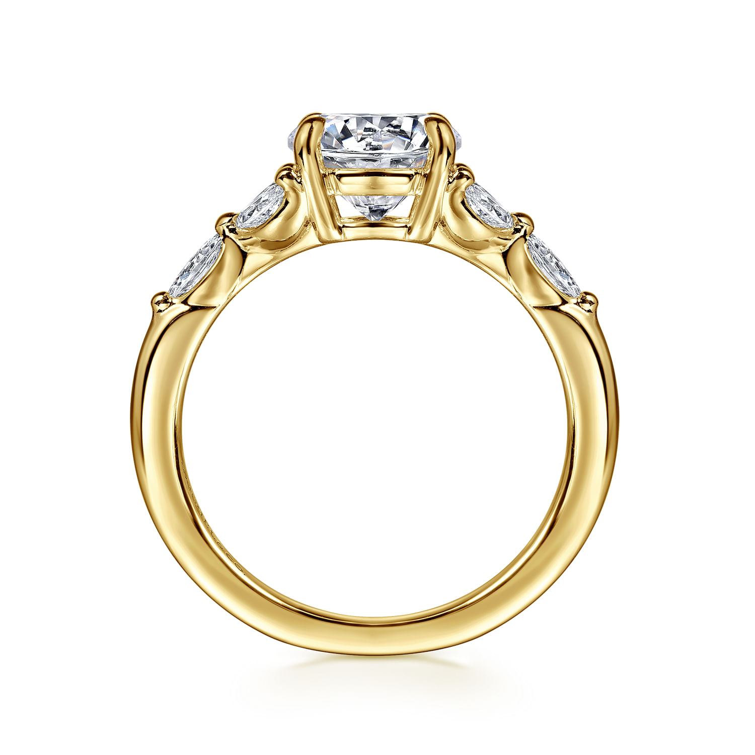 Adella - 14K Yellow Gold Round Diamond Engagement Ring