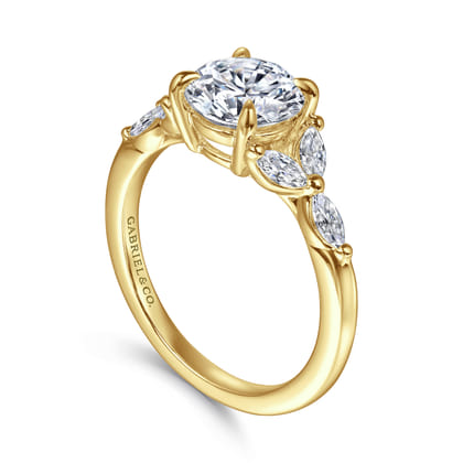 Adella - 14K Yellow Gold Round Diamond Engagement Ring