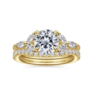 Adella - 14K Yellow Gold Round Diamond Engagement Ring
