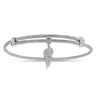 Adjustable Twisted Cable Stainless Steel Bangle with Sterling Silver Angel Wing Charm