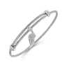 Adjustable Twisted Cable Stainless Steel Bangle with Sterling Silver Angel Wing Charm
