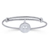 Adjustable Twisted Cable Stainless Steel Bangle with Sterling Silver M Initial Charm