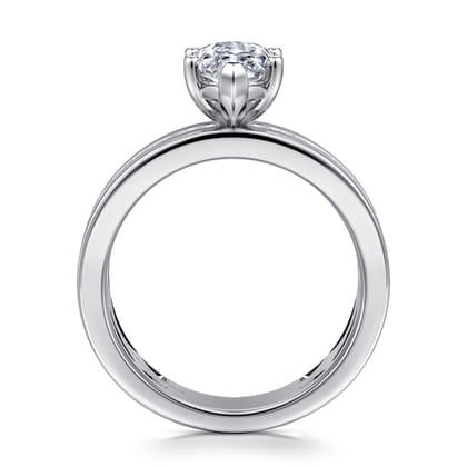Adley - 14K White Gold Wide Band Marquise Shape Diamond Engagement Ring