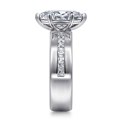 Adley - 14K White Gold Wide Band Marquise Shape Diamond Engagement Ring