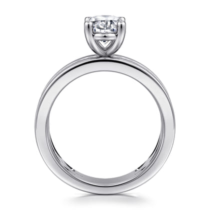 Adley - 14K White Gold Wide Band Oval Diamond Engagement Ring