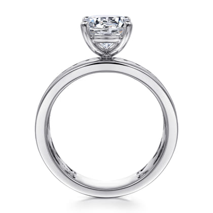 Adley - 14K White Gold Wide Band Round Diamond Engagement Ring