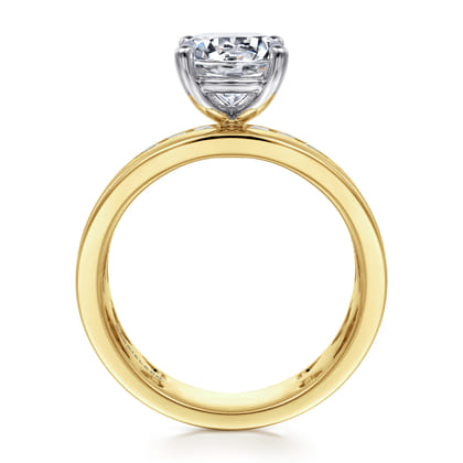 Adley - 14K Yellow-White Gold Wide Band Round Diamond Engagement Ring