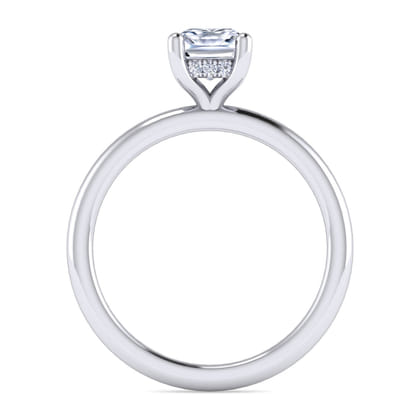 Ady - 14K White Gold Cushion Hidden Halo Diamond Engagement Ring