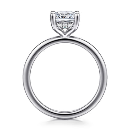 Ady - 14K White Gold Hidden Halo Cushion Diamond Engagement Ring