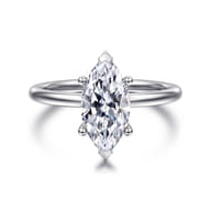 Ady - 14K White Gold Hidden Halo Marquise Shape Diamond Engagement Ring