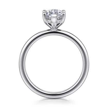 Ady - 14K White Gold Hidden Halo Marquise Shape Diamond Engagement Ring