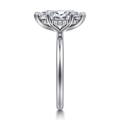 Ady - 14K White Gold Hidden Halo Marquise Shape Diamond Engagement Ring