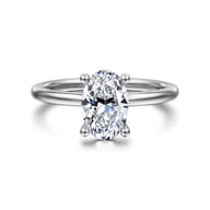 Ady - 14K White Gold Hidden Halo Oval Diamond Engagement Ring