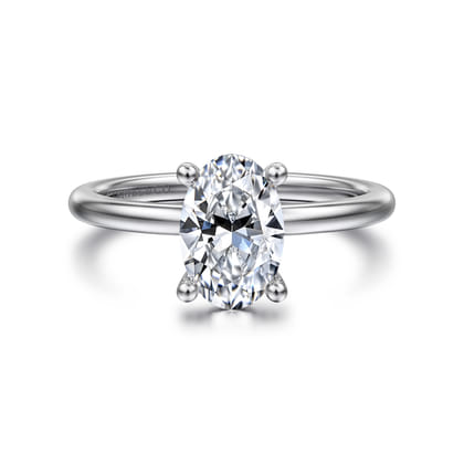 Ady - 14K White Gold Hidden Halo Oval Diamond Engagement Ring