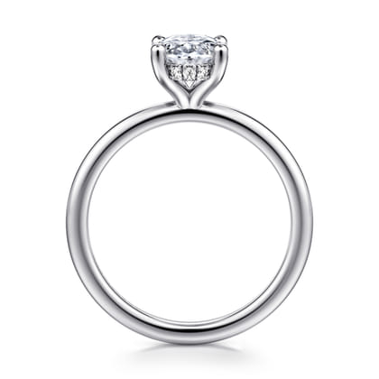 Ady - 14K White Gold Hidden Halo Oval Diamond Engagement Ring