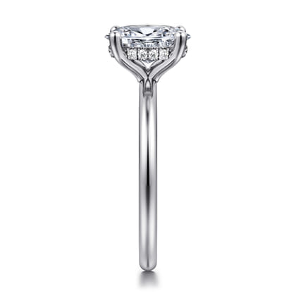 Ady - 14K White Gold Hidden Halo Oval Diamond Engagement Ring