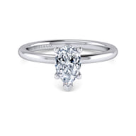 Ady - 14K White Gold Hidden Halo Pear Shape Diamond Engagement Ring