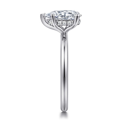 Ady - 14K White Gold Hidden Halo Pear Shape Diamond Engagement Ring
