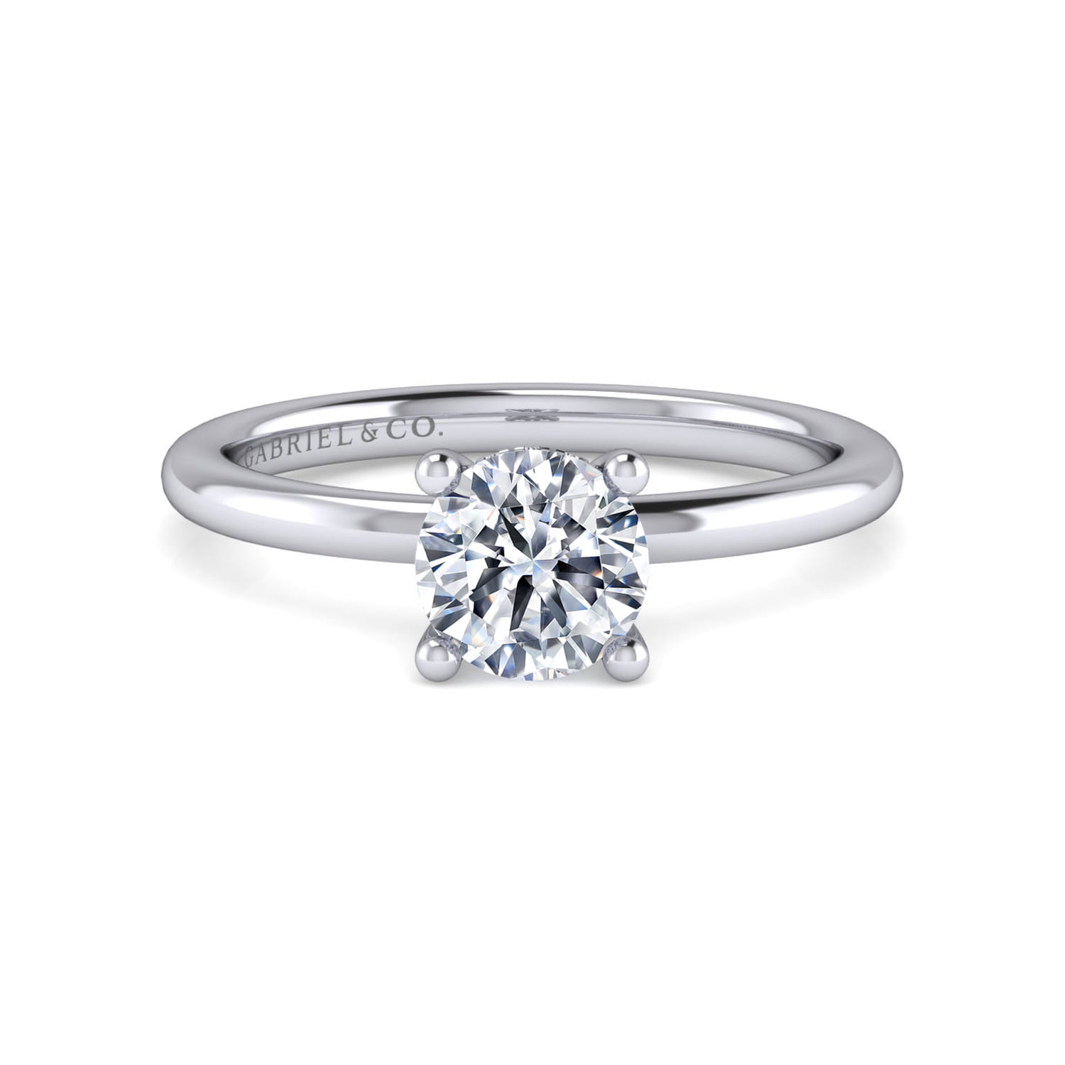 Ady - 14K White Gold Hidden Halo Round Diamond Engagement Ring