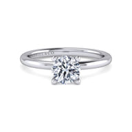 Ady - 14K White Gold Hidden Halo Round Diamond Engagement Ring