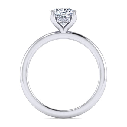 Ady - 14K White Gold Hidden Halo Round Diamond Engagement Ring
