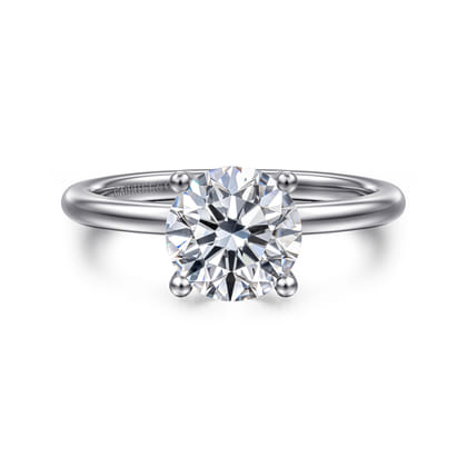 Ady - 14K White Gold Hidden Halo Round Diamond Engagement Ring