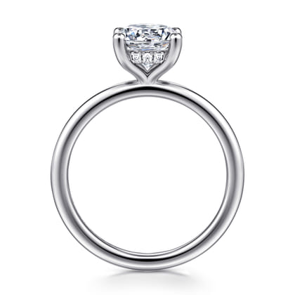 Ady - 14K White Gold Hidden Halo Round Diamond Engagement Ring