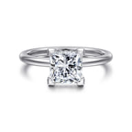 Ady - 14K White Gold Princess Hidden Halo Diamond Engagement Ring