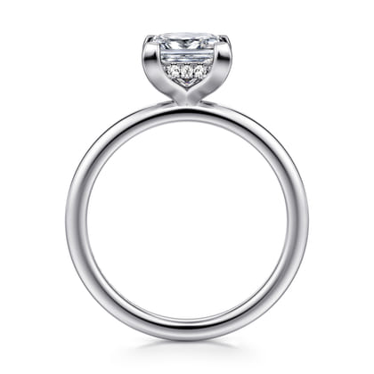 Ady - 14K White Gold Princess Hidden Halo Diamond Engagement Ring