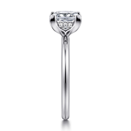 Ady - 14K White Gold Princess Hidden Halo Diamond Engagement Ring