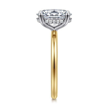 Ady - 14K White-Yellow Gold Hidden Halo Oval Diamond Engagement Ring