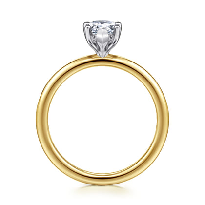 Ady - 14K White-Yellow Gold Hidden Halo Pear Shape Diamond Engagement Ring