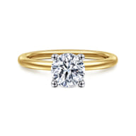 Ady - 14K White-Yellow Gold Hidden Halo Round Diamond Engagement Ring