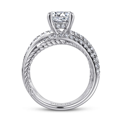 Affection - 14K White Gold Free Form Round Diamond Engagement Ring