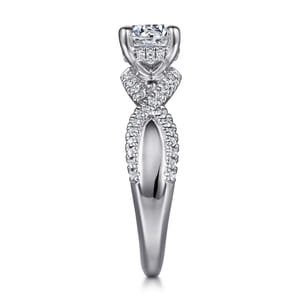 Agata - 14K White Gold Twisted Round Diamond Engagement Ring