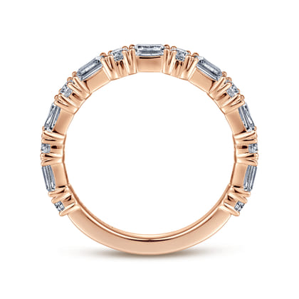 Aggie - 14K Rose Gold Baguette and Round Diamond Anniversary Band
