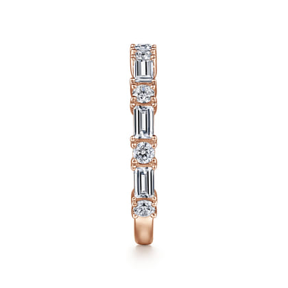 Aggie - 14K Rose Gold Baguette and Round Diamond Anniversary Band