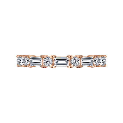 Aggie - 14K Rose Gold Baguette and Round Diamond Anniversary Band