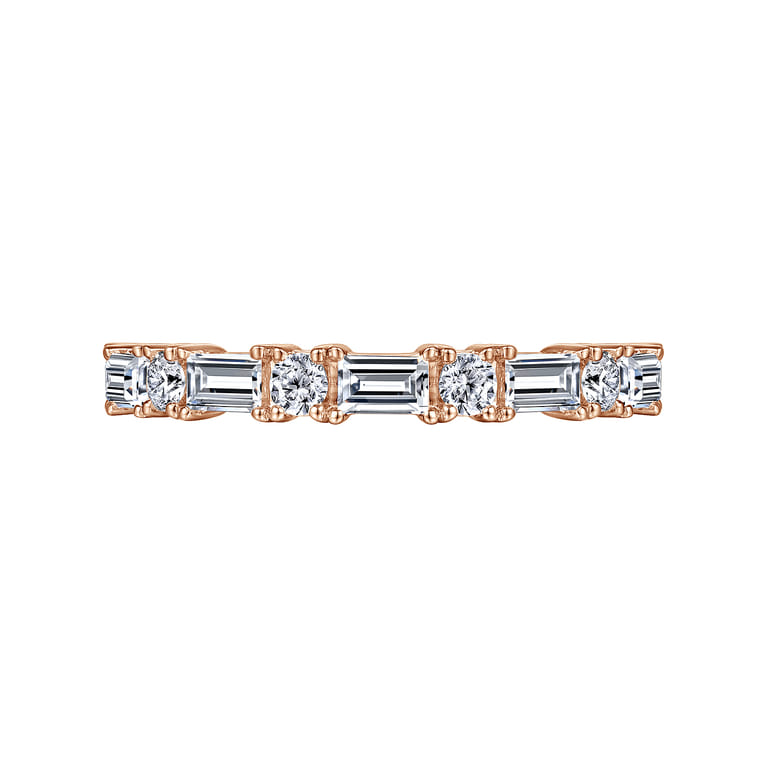 Fancy Wedding Ring in 14k Rose Gold with Baguette Natural Diamond at Gabriel & Co. - Shot 6
