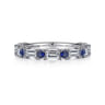Fancy Wedding Ring in 14k White Gold with Baguette Sapphire at Gabriel & Co.