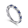 Fancy Wedding Ring in 14k White Gold with Baguette Sapphire at Gabriel & Co.
