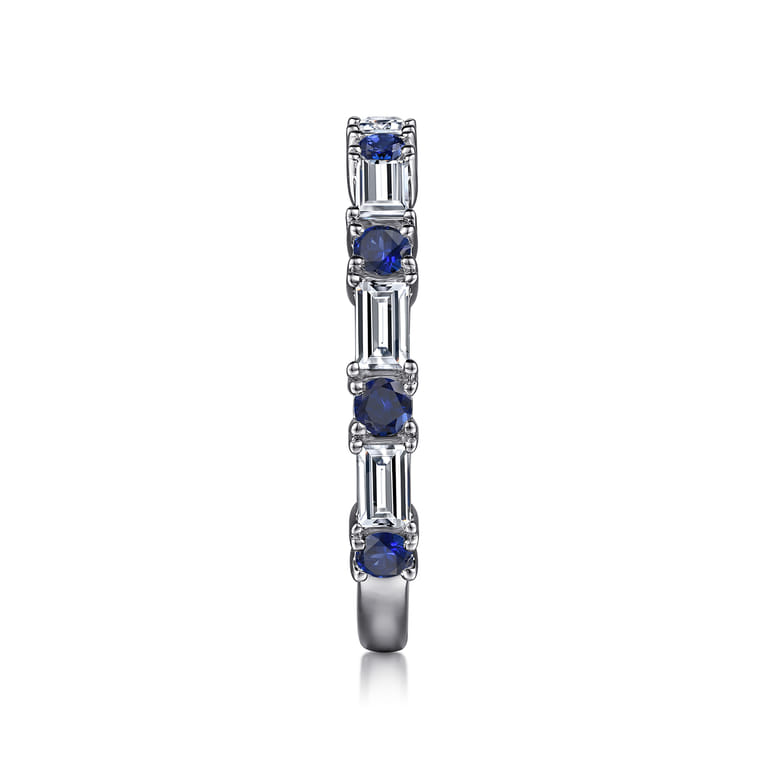 Fancy Wedding Ring in 14k White Gold with Baguette Sapphire at Gabriel & Co. - Shot 4