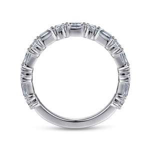 Aggie - 14K White Gold Baguette and Round Diamond Anniversary Band