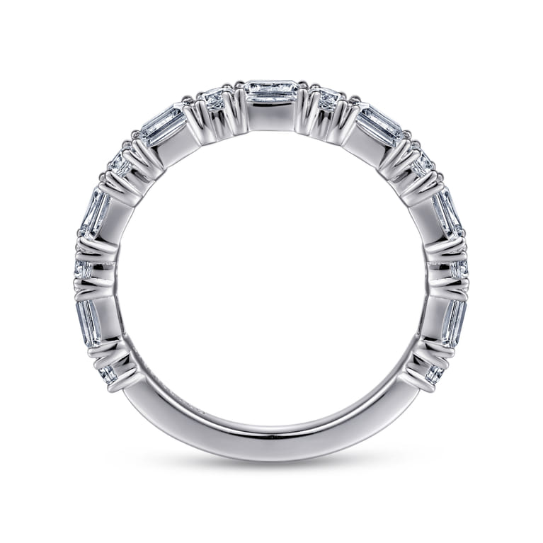 Fancy Wedding Ring in 14k White Gold with Baguette Natural Diamond at Gabriel & Co. - Shot 2