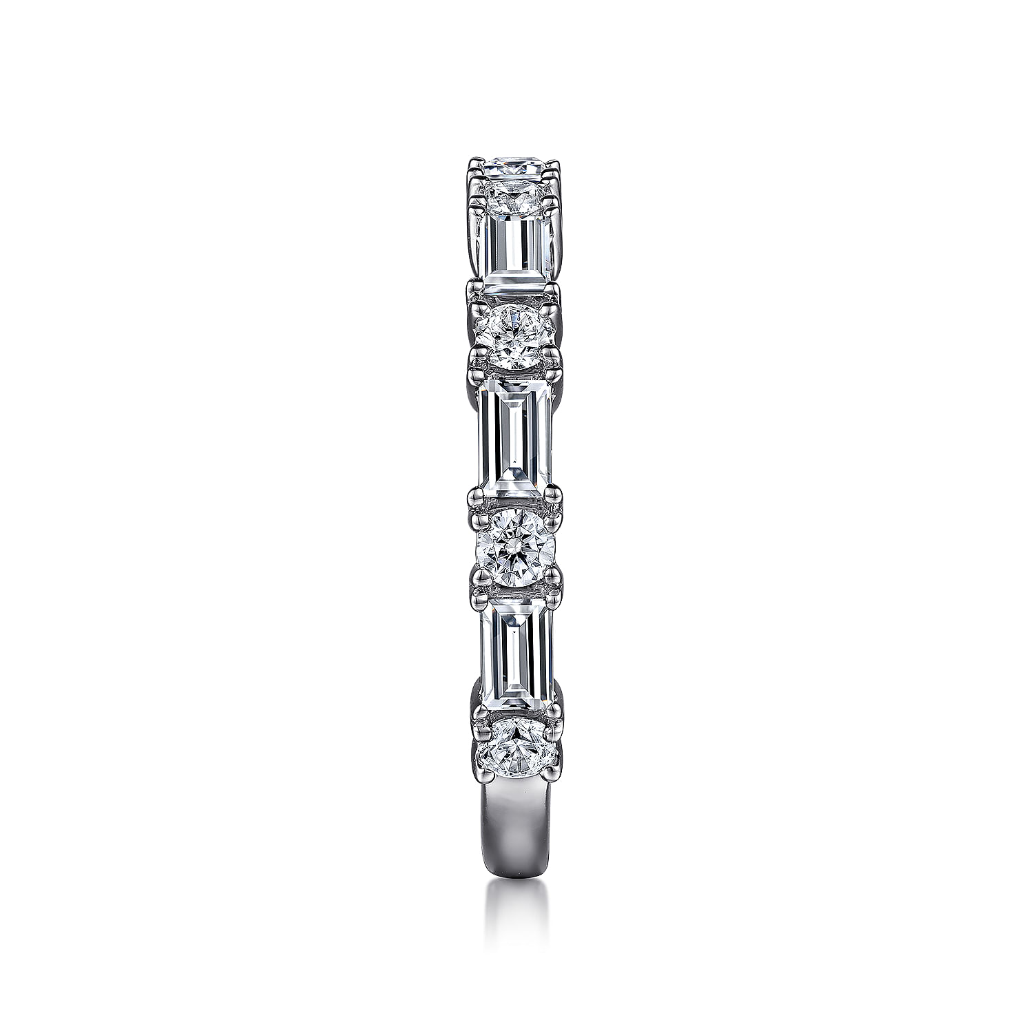 Aggie - 14K White Gold Baguette and Round Diamond Anniversary Band