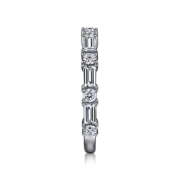 Fancy Wedding Ring in 14k White Gold with Baguette Natural Diamond at Gabriel & Co. - Shot 4