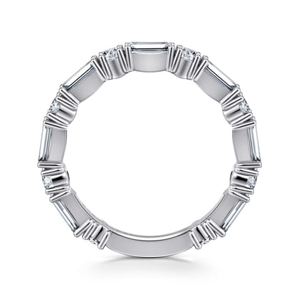 Aggie - 14K White Gold Baguette and Round Diamond Anniversary Band