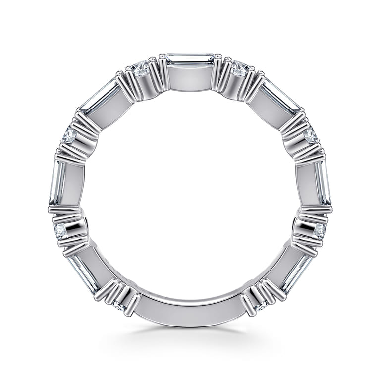Fancy Wedding Ring in 14k White Gold with Baguette Natural Diamond at Gabriel & Co. - Shot 2