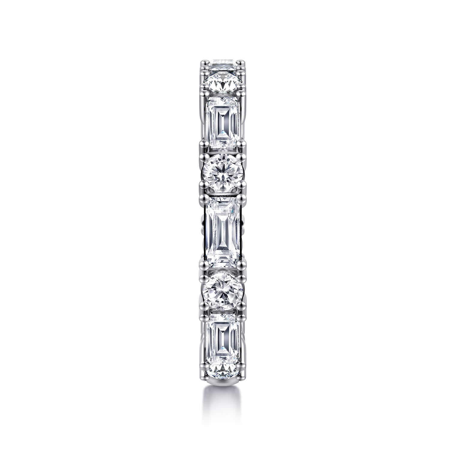 Aggie - 14K White Gold Baguette and Round Diamond Anniversary Band