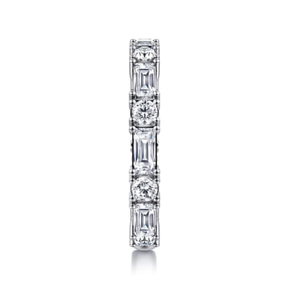 Aggie - 14K White Gold Baguette and Round Diamond Anniversary Band